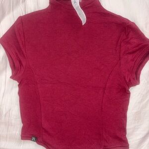 Oner Active Short Sleeve Mock Neck Tee in Deep Raspberry